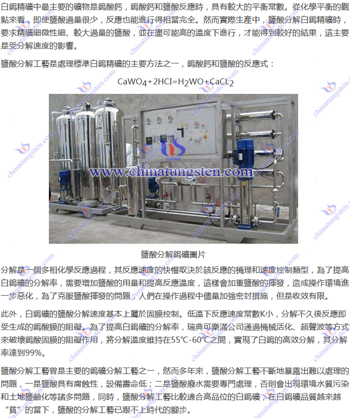 鎢礦分解工藝-鹽酸分解圖片