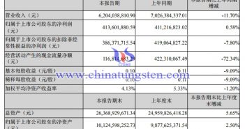 格林美上半年鈷鎳鎢板塊營收減少逾40%