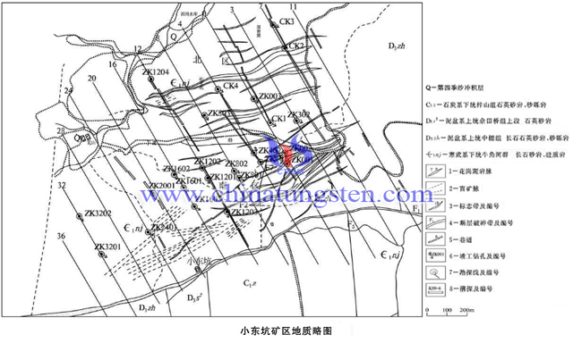 小東坑鎢礦區地質略圖