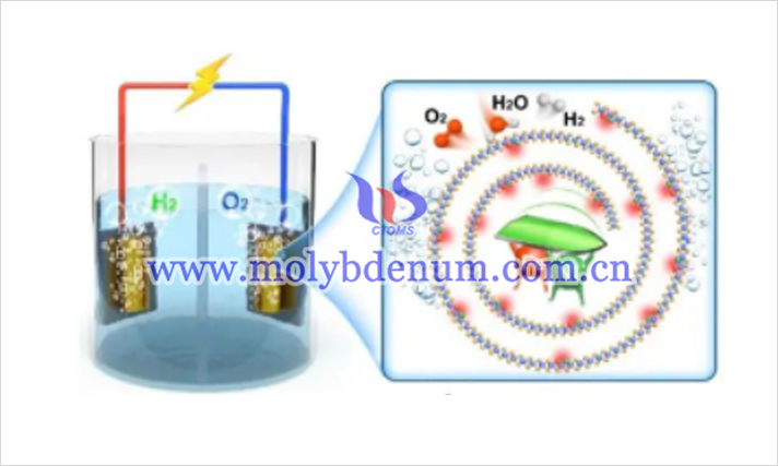 NiFe@MoS2的電解水示意圖（來源：崛步化學）