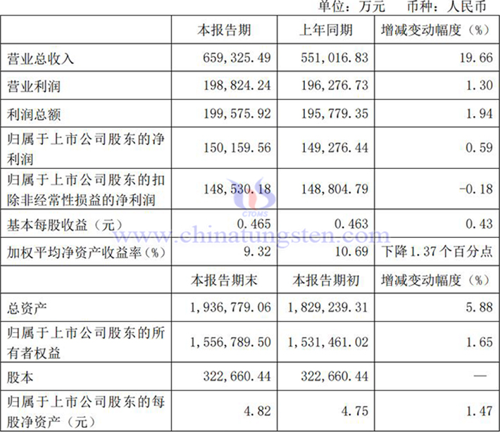 金鉬股份2024年上半年業績報告圖片