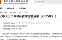 2025年出口授權管理貨物目錄公告