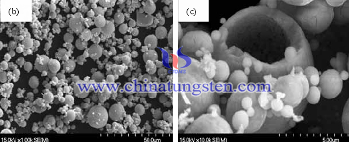 SEM of ammonium metatungstate dried by airflow spray drying picture