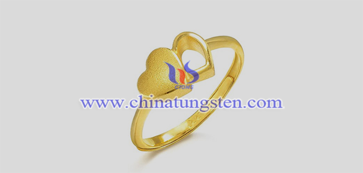 gold plated tungsten alloy heart ring picture