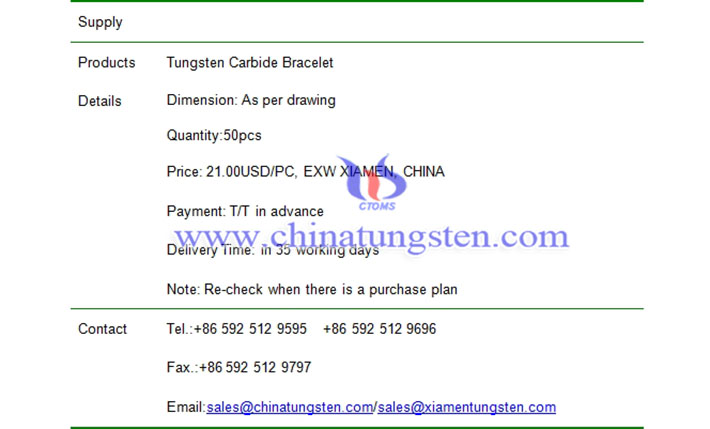 tungsten carbide bracelet price picture