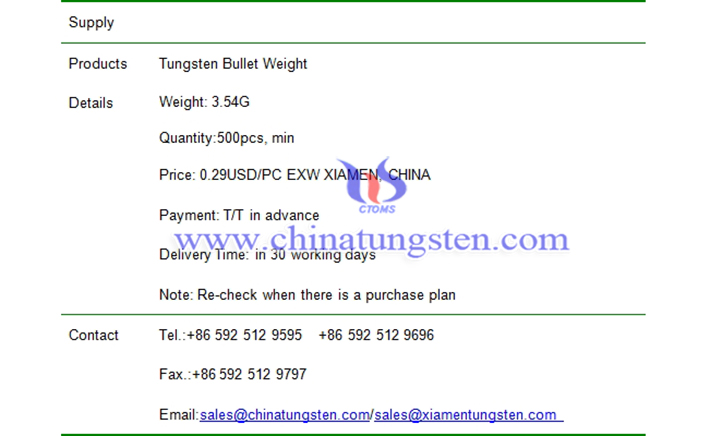 tungsten bullet weight price picture