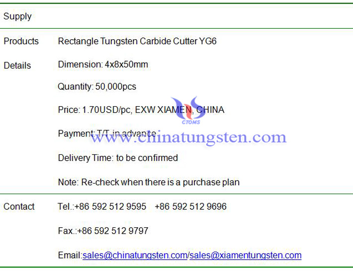 rectangle tungsten carbide cutter price image