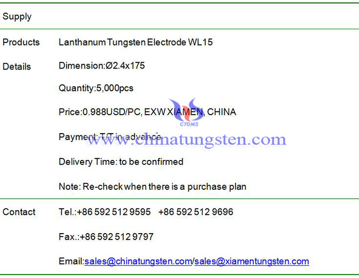 lanthanum tungsten electrode price image