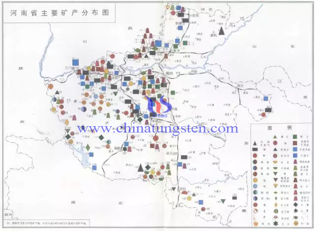河南省主要礦產分佈圖
