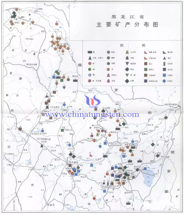 黑龍江省主要礦產分佈圖