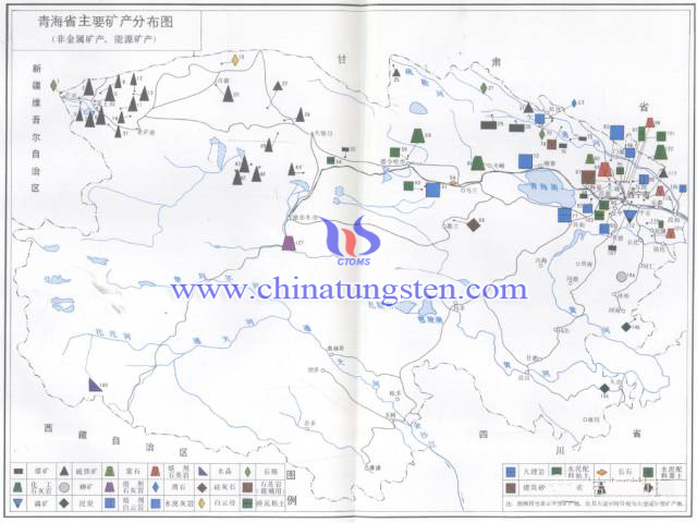 青海省主要礦產分佈圖-非金屬礦產、能源礦產