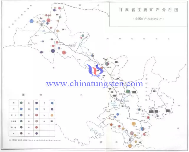 甘肅主要礦產分佈圖-金屬礦產、能源礦產