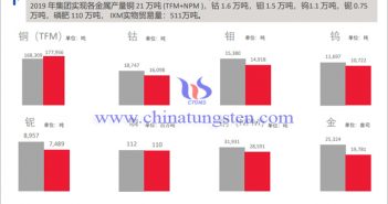 洛钼2019年各金属板块产量