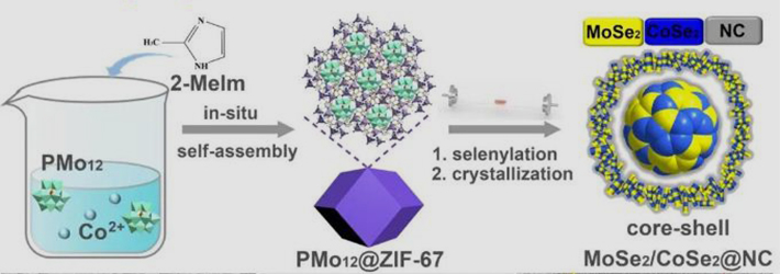 MoSe2-CoSe2-NC的制备示意图（图源：扬州大学）